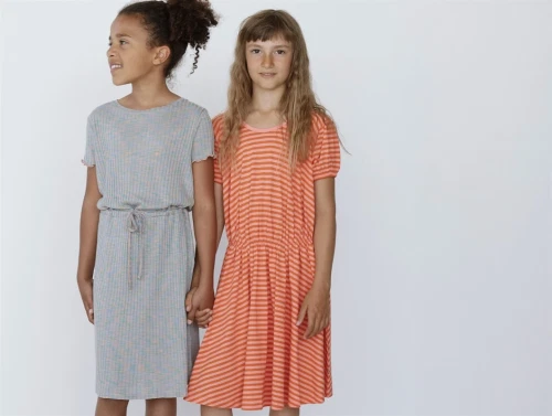 Mads Nørgaard shell pink/puffin\'s bill stribet kjole Dalia